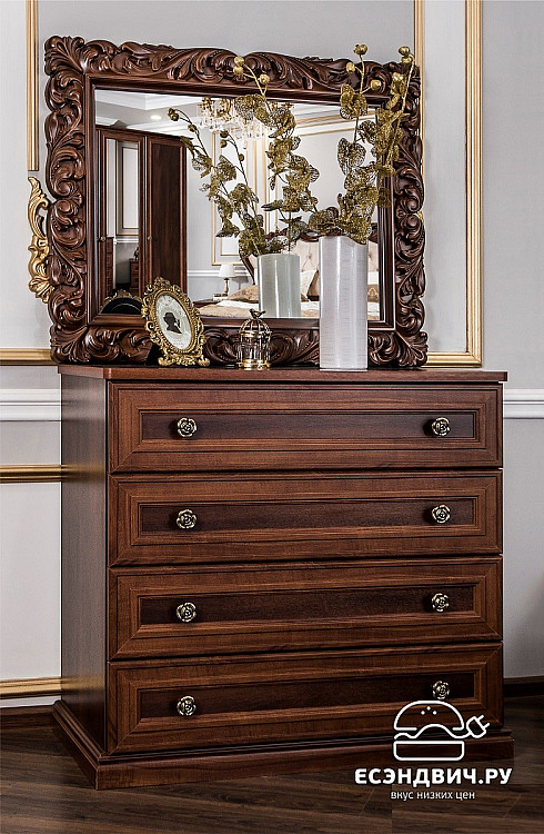 Зеркало decore "Таис" (МДФ) (Орех караваджо/Патина/Лак) UgAf