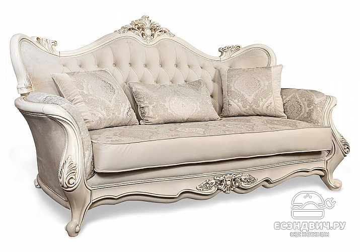 Комплект мягк.мебели 3предм."Себастьяно" (Бархат/Жаккард/Патина Позолота/Крем глянец) (Крем глянец) UgJk