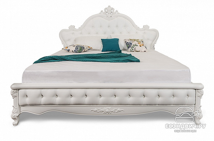 Кровать 1600 с под.мех./с ящ. "Лейла" (Белый матовый) (МДФ/Экокожа/Патина/Лак) UgMh