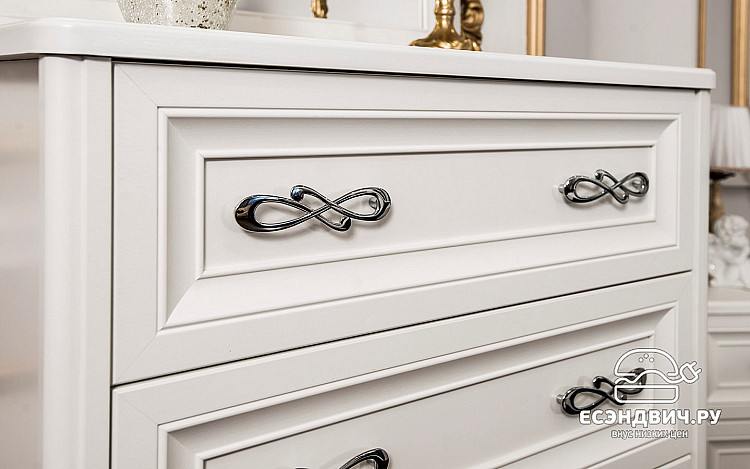 Комод 120  "Лейла" (Белый матовый) (МДФ/Патина/Лак) UgMh