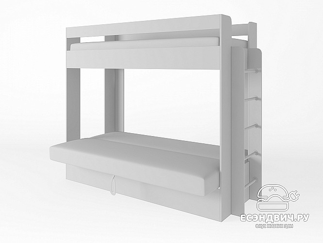 Кровать двухъярусная с диваном "Лаворо" (Сосна винтерберг/Lokky Blue (AT)) D