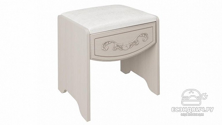 Банкетка  "Кэролайн" (Вудлайн кремовый/Сандал белый/Кожзам глянец Crocodil белый) -Ол/Крл