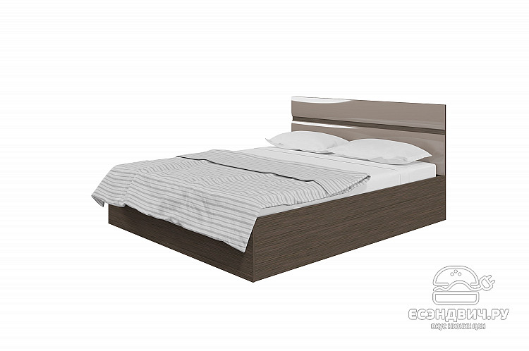 Кровать 1600 с подъёмн.мех-м "Милена" (МДФ) (Венге/Какао перламутр глянец) /Gnt/Нс