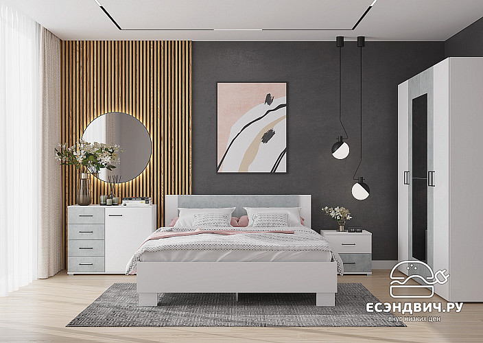 Комод "Невада" (МДФ) (Белый/Бетон) /Gnt/Nv