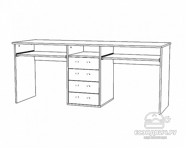 Письменный стол для двоих "Лаворо" (Сосна астрид/Лайм) D_Aos