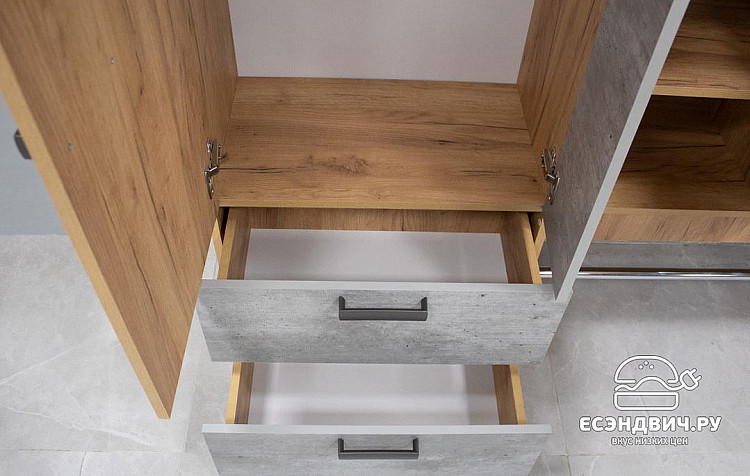 Прихожая 1,5 "Тринити" (Крафт/Метрополитан грей/Зеркало) /BTS/Трм