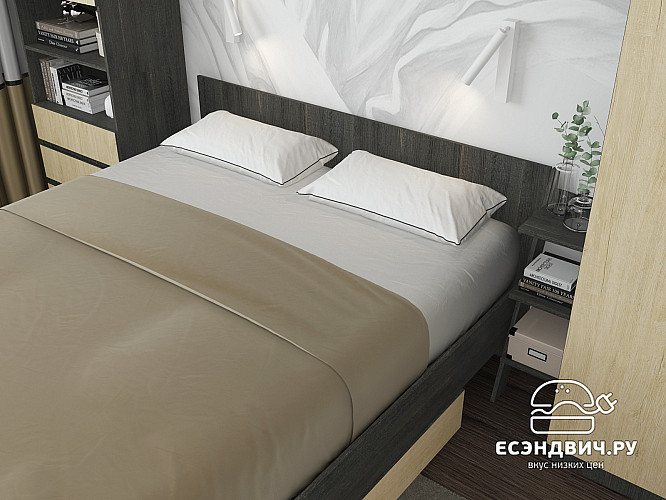 Кровать 1600 "Depo apart" (Дуб Интра) D_Dp