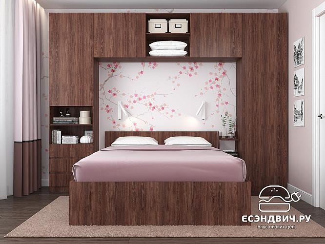 Спальный гарнитур 5 предм. 3200*2410 "Depo apart" (Дуб Сантана) D_Dp