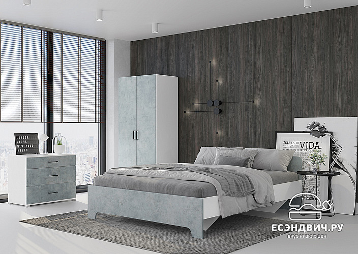 Комод 0,8 "Сандро" (Белый/Бетон) /Gnt/Vr