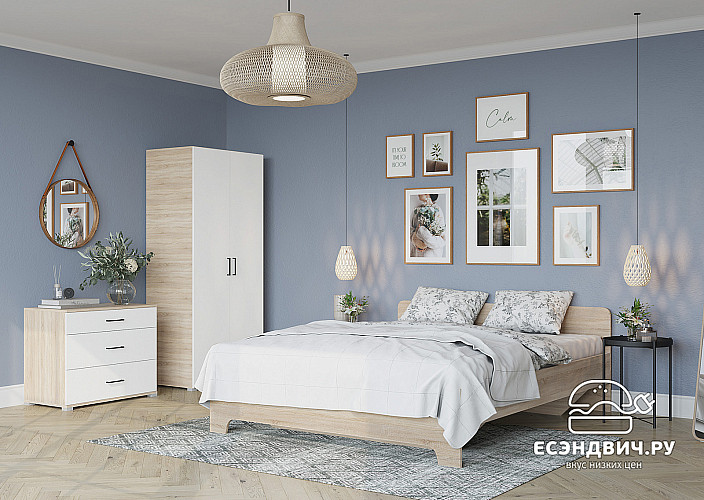 Шкаф 2-х дв. 0,8/1,83 "Сандро" (Сонома/Белый) /Gnt/Vr