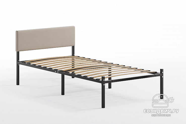 Кровать 900 с ортопед.осн. лофт "Аллегро" (Металл черный/Велюр Vivaldi 4)-Dmk/Лф