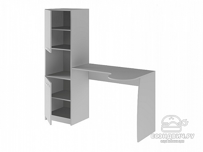 Стол письменный со стеллажом лев. "Лаворо" (Анкор темный/Аква) D