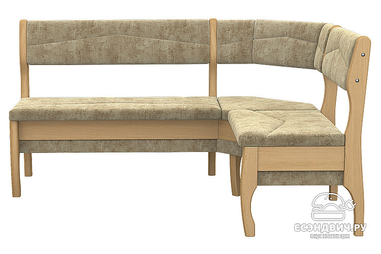 Скамья угловая "Беркли"(Велюр Fresca moonlight/Дерево цвет Бук)/Эл