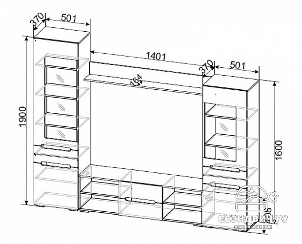 Гостиная 2,4  "Ромбус" (Дуб золотой/Белый глянец) SV/NNM6
