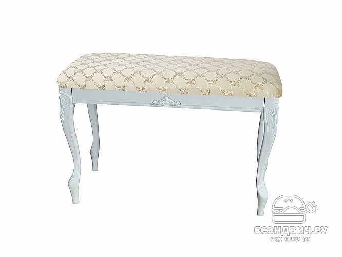 Банкетка № 7 "Comfort"(Массив дерева)(Белый/Жаккард Андрис бежевый)/Vs/Б7