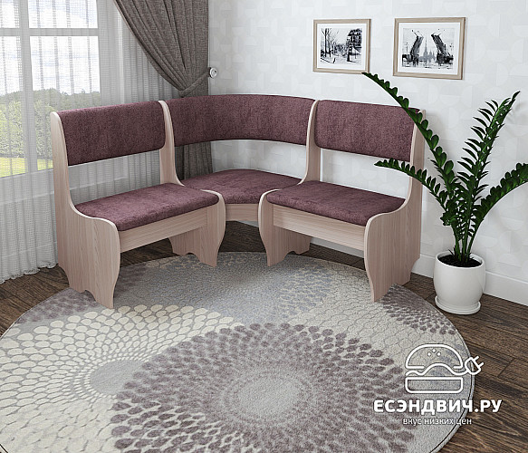 Скамья угловая мягкая compatto "Оливьер" (Вишня Хансен/Велюр Dream Plum (AT)) -G