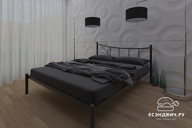 Кровать 1400 T modern "Ларго"(Металл Черная шагрень)-MS/Мд2