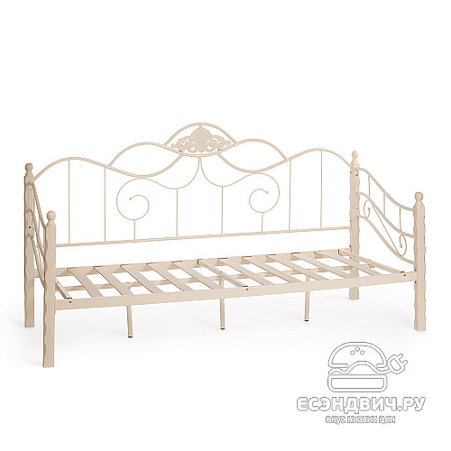 Кровать 900 с ортопед.осн. boho "Майя" (Металл белый/Дерево цвет белый) Tch/15047