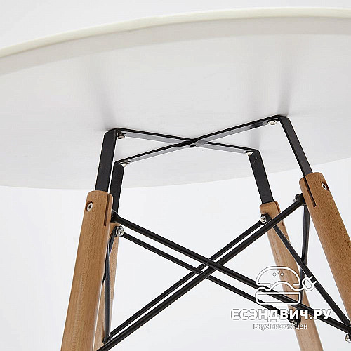 Стол 0,8 eames "Дэнвер" (МДФ белый/Бук/Металл) Tch/13067