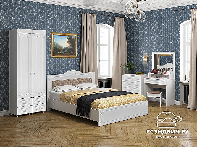 Банкетка "Родос"(МДФ)(Белый/Белое дерево/Велюр конфетти крем)/Vs/АФ-1