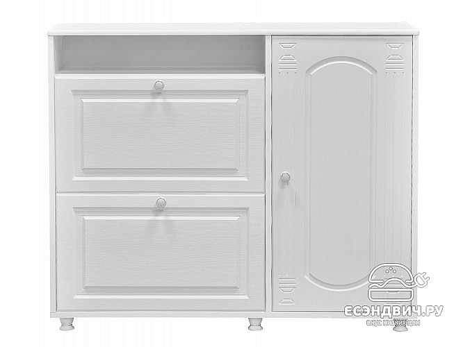 Тумба для обуви L "Родос"(МДФ)(Белый/Белое дерево)/Vs/АФ-24