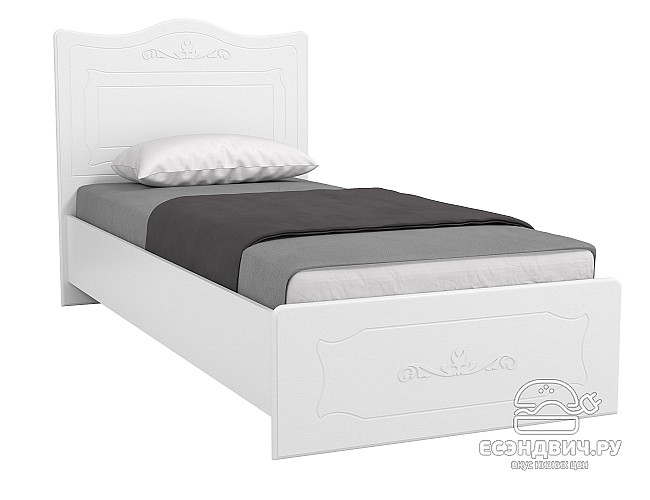Кровать 900 "Римини"(МДФ)(Белый/Белое дерево)/Vs/ИТ-10