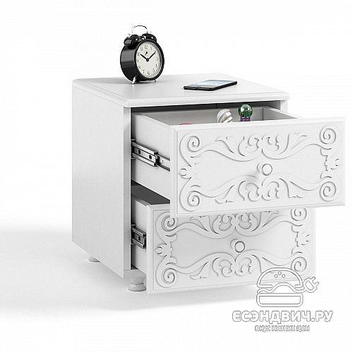 Тумба прикроватная "Римини"(МДФ)(Белый/Белое дерево)/Vs/ИТ-26