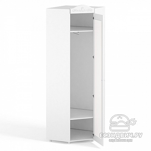 Шкаф угловой (410) "Римини"(МДФ)(Белый/Белое дерево/Зеркало)/Vs/ИТ-66