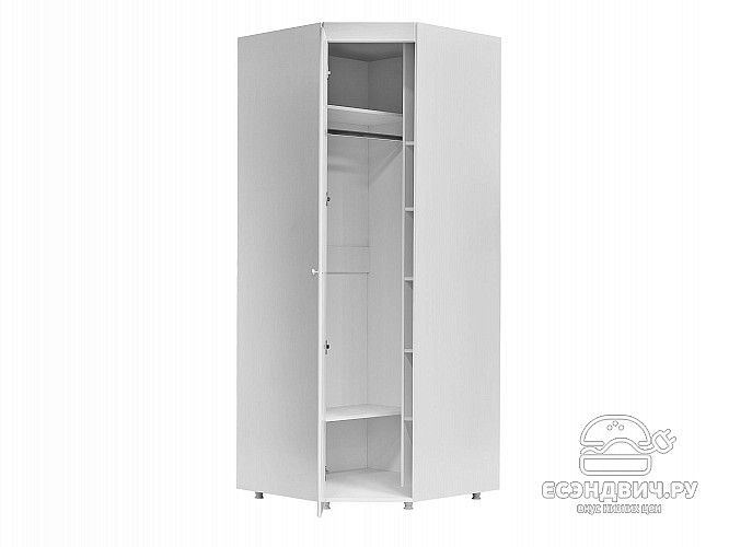 Шкаф угловой (560) "Леон"(МДФ)(Белый/Белое дерево)/Vs/МН-67