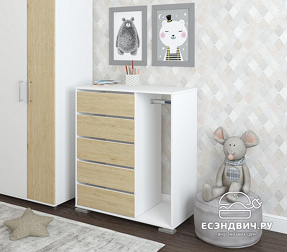 Комод-шкаф лев. "Лаворо" (Белый/Пикард) D_Np