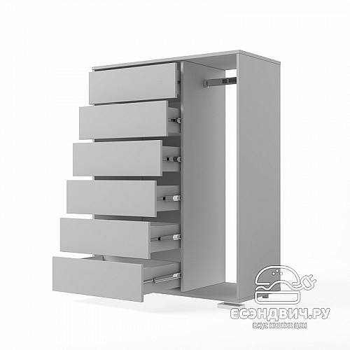 Комод-шкаф высокий лев. "Лаворо" (Анкор белый/Бетон пайн экзотик) D_Np