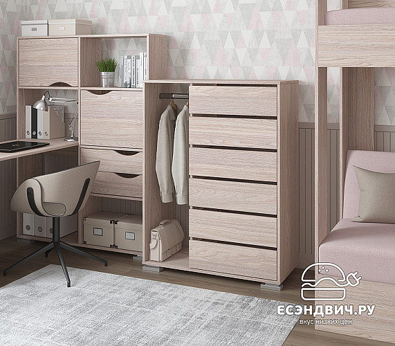 Комод-шкаф высокий прав. "Лаворо" (Анкор светлый) D_Np