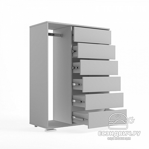 Комод-шкаф высокий прав. "Лаворо" (Анкор тёмный/Аква) D_Np