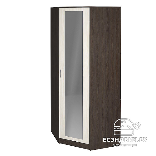 Шкаф угловой  штанга/полки"Беверли" (Венге/Дуб белфорд/Зеркало ) EsandwichИЦШКУ