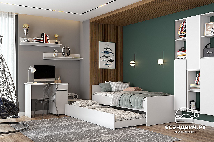 Кровать 900 "Atlas" (Белый текстурный) SV/Tk