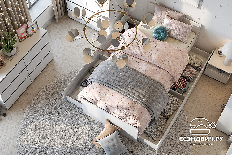 Ящик для кровати "Atlas" (Белый текстурный ) SV/Tk