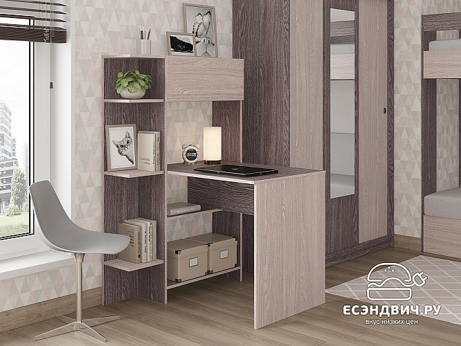 Стол письменный угловой лев. step "Лаворо" (Анкор тёмный/Анкор светлый) D_L3