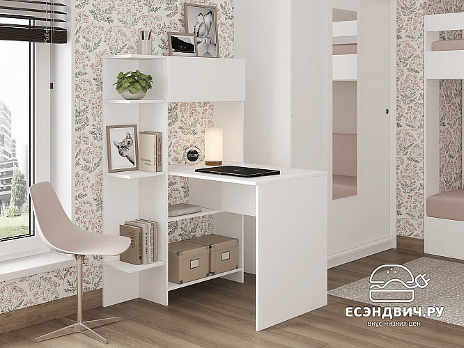 Стол письменный угловой лев. step "Лаворо" (Белый) D_L3