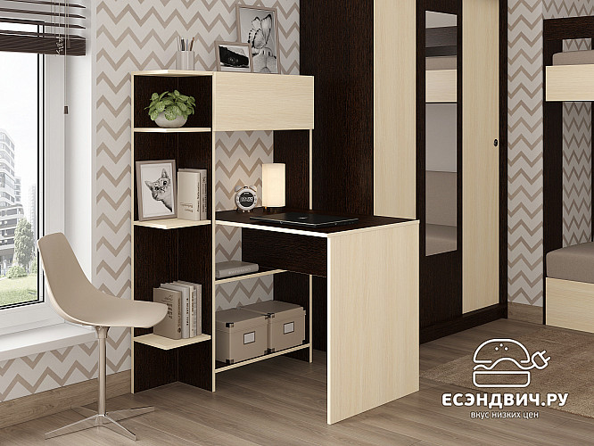 Стол письменный угловой лев. step "Лаворо" (Венге/Выбеленный Дуб) D_L3