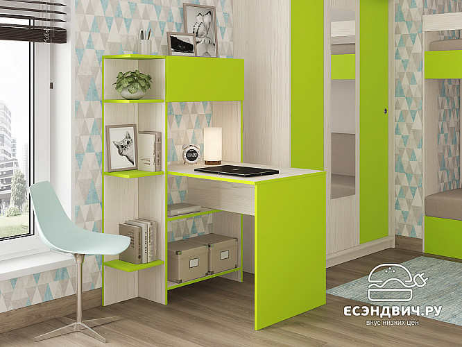 Стол письменный угловой лев. step "Лаворо" (Сосна астрид/Лайм) D_L3