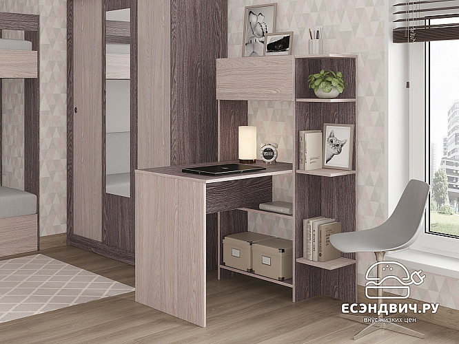 Стол письменный угловой прав. step "Лаворо" (Анкор тёмный/Анкор светлый) D_L3