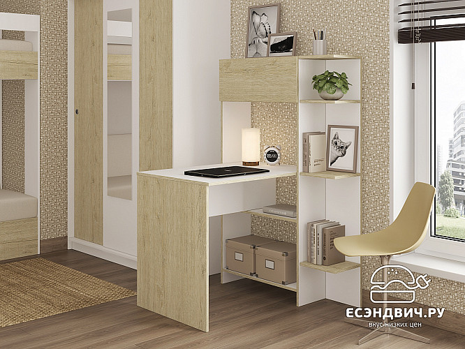 Стол письменный угловой прав. step "Лаворо" (Белый/Пикард) D_L3