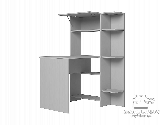 Стол письменный угловой прав. step "Лаворо" (Белый/Розовый кварц) D_L3