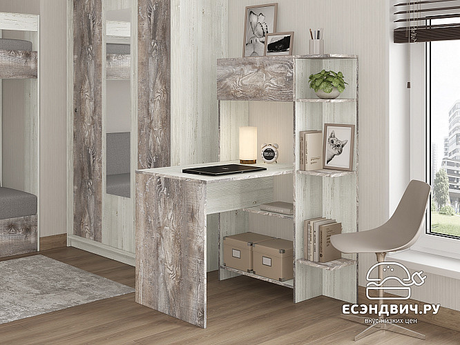 Стол письменный угловой прав. step "Лаворо" (Сосна винтерберг/Бетон пайн экзотик) D_L3