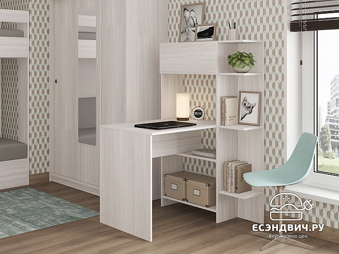 Стол письменный угловой прав. step "Лаворо" (Ясень-шимо светлый) D_L3