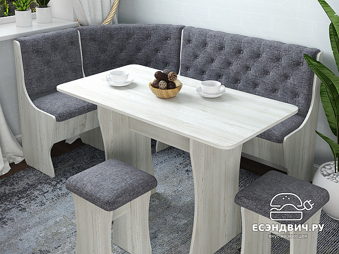 Кухонный уголок bravo "Оливьер" (Сосна Винтерберг/Рогожка Savana Plus Mouse (AT)) -G/Л3