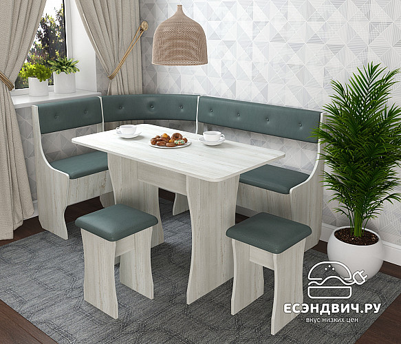 Кухонный уголок bello "Оливьер" (Сосна Винтерберг/Кожзам Marvel Ocean (AT)) -G/Л1