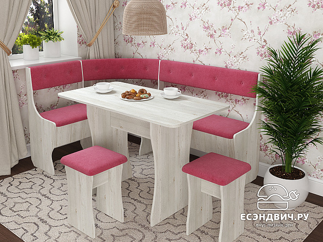 Кухонный уголок bello "Оливьер" (Сосна Винтерберг/Велюр Antonio Berry (AT)) -G/Л1