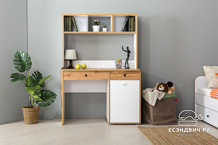 Стол письменный "Кристофер"(Дуб золотой/Белый)/Mb/Vd_12.42