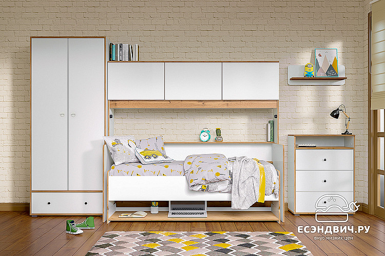 Шкаф 2х дверн. 0,86 "Кристофер"(Дуб золотой/Белый)/Mb/Vd_13.138